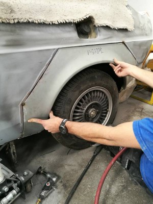 New repair panel used as template for cutting out.