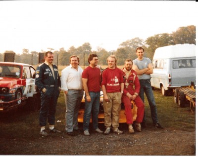 AROC entered some handicap relay races run by the 750MC and 8's Club, the teams were made up with different models of the marque.  I was fortunate enough to be picked to run in teams several times.  AROC entered a team appropriately called 'The Silly Suds' in the John Wallwork Volvo 4 hour relay race in September 1985 at Oulton Park.  It wasn't a very successful outing for me with terminal engine failure, a rod through the block. We finished 10th on the road and 21st on handicap.<br />Team left to right:<br />Willie Dick, Nigel Cottee, Alan Marshall, Mark Riddle, Me, John Liddle.