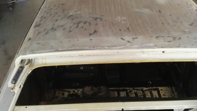 Look what removing paint and 2" deep layer of filler exposed! Eek!