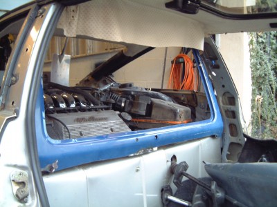 The lower edge was taken off and the top corners cut to suit